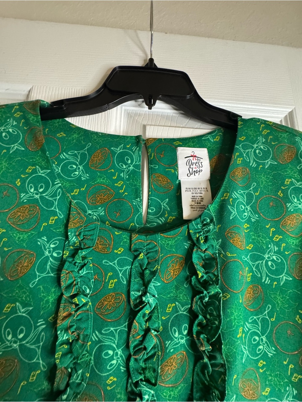 Disney Green Floral Ruffle-Sleeve Midi Dress with Gold Accents The Dress Shop - Picture 4 of 7
